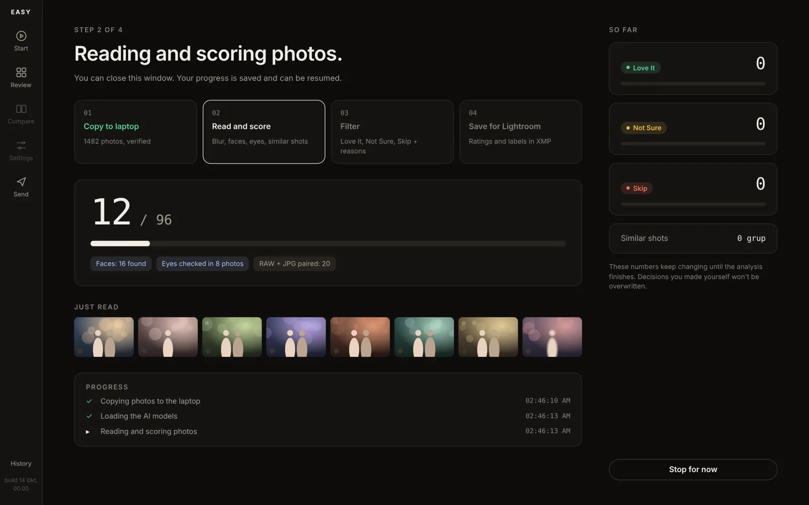 EASY progress screen